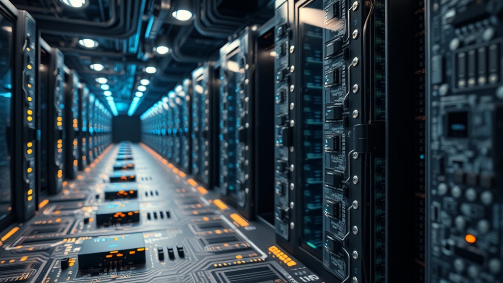Visual representation of a massive, interconnected AI data center facility