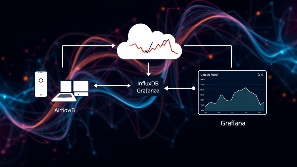 Diagram illustrating the flow of data from health devices to InfluxDB and Grafana via Airflow