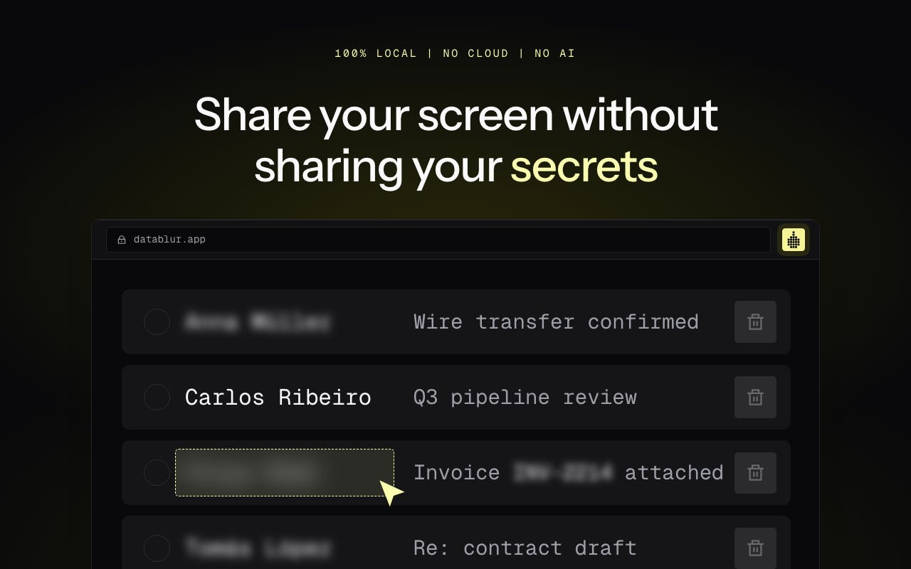 DataBlur Hides Sensitive Screen Data with Browser Extension