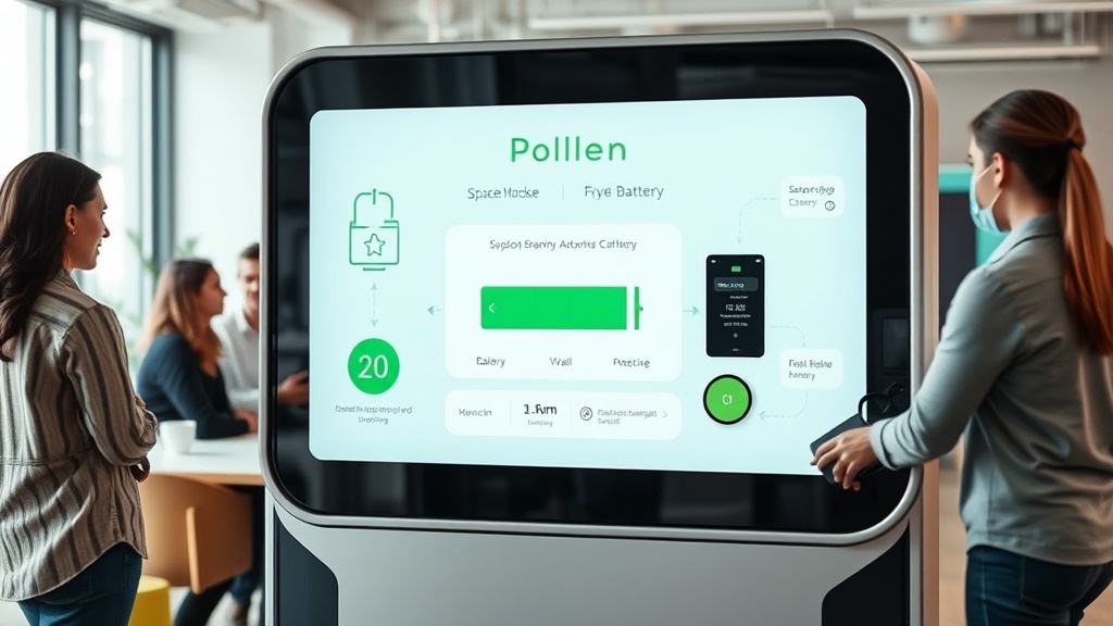 An automated Pollen battery swapping station interface showing a successful battery exchange.