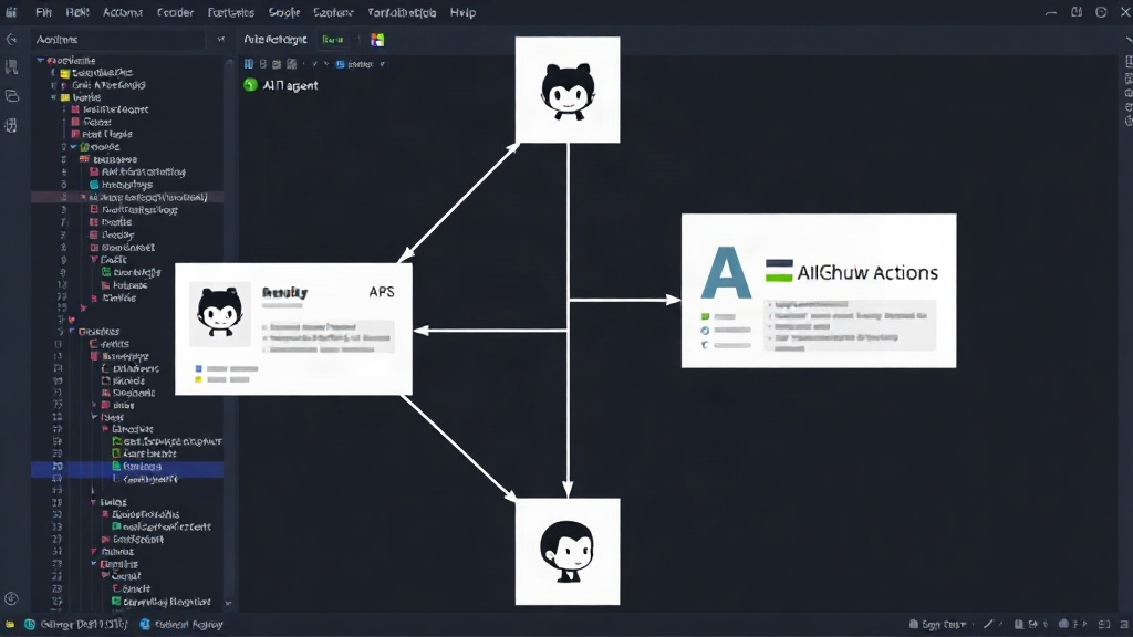 Conceptual diagram showing AI agent interacting with GitHub Actions workflow