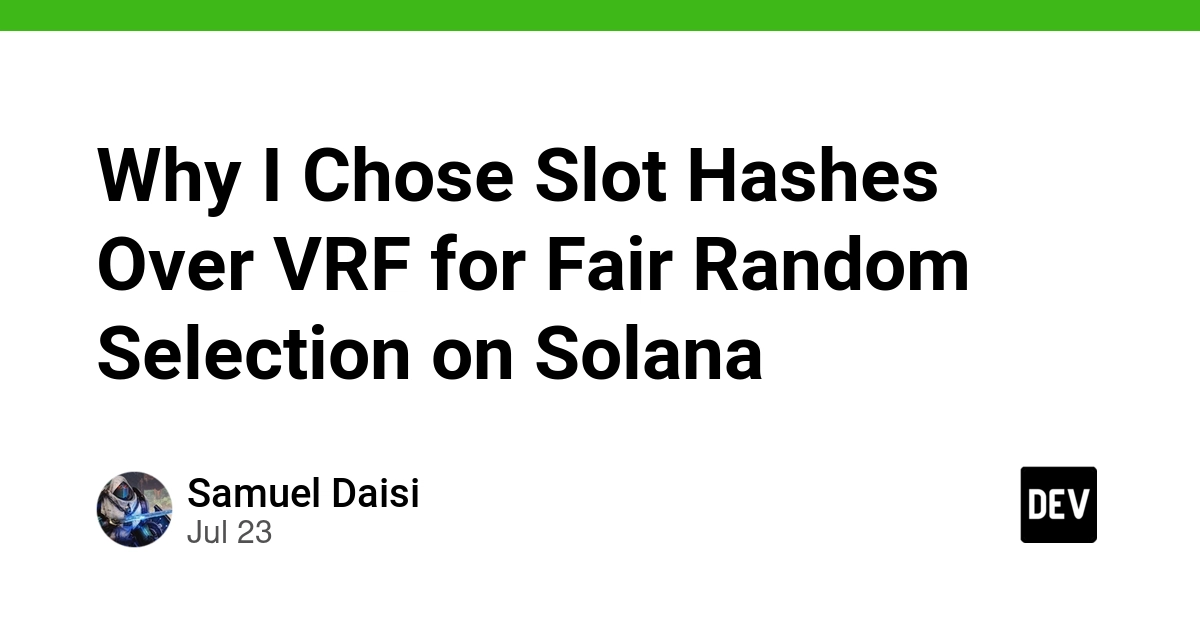 Solana Dev Favors Slot Hashes Over VRF for Fair Randomness