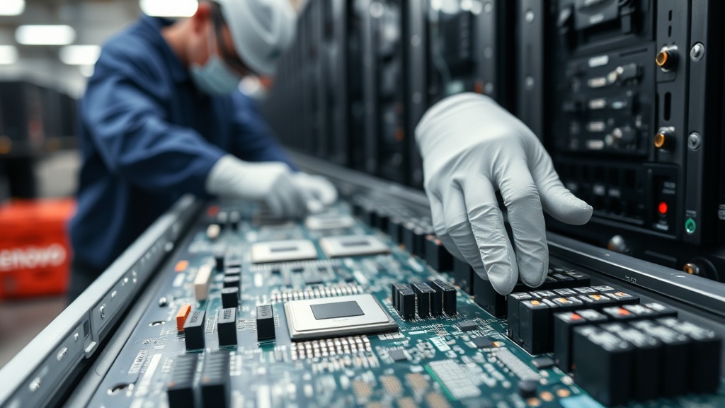 Lenovo technicians assembling AI servers on an expanded manufacturing line