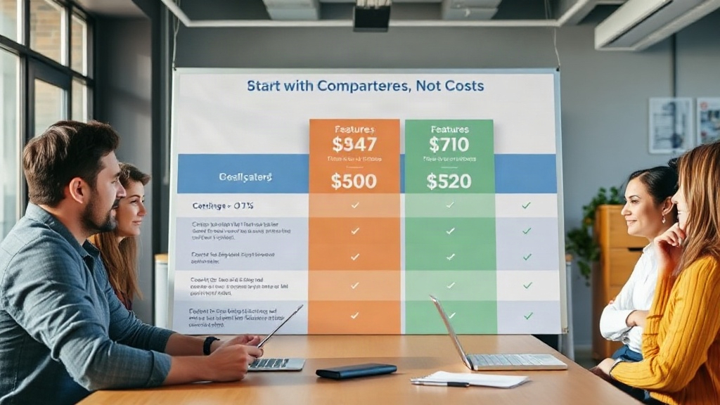 A comparison chart showing different SaaS pricing tiers and features.