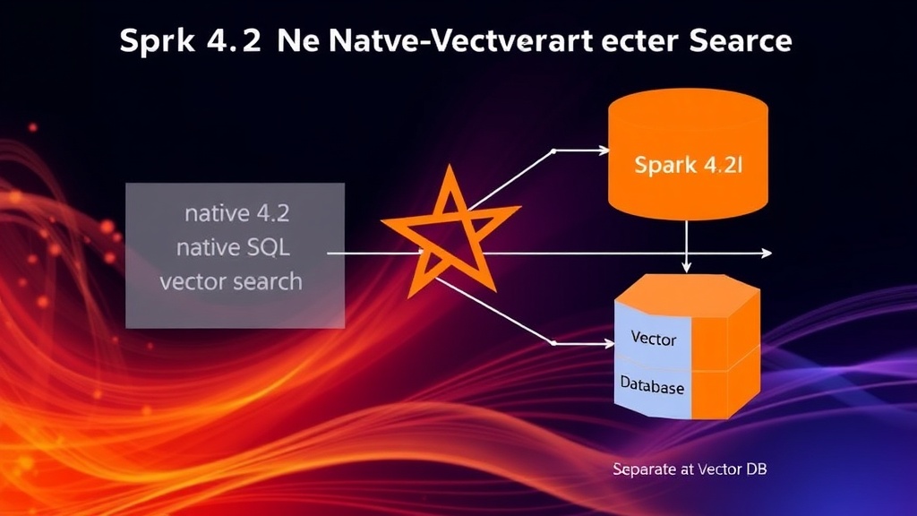 Diagram illustrating Spark 4.2's native SQL vector search integration versus a separate vector database architecture.