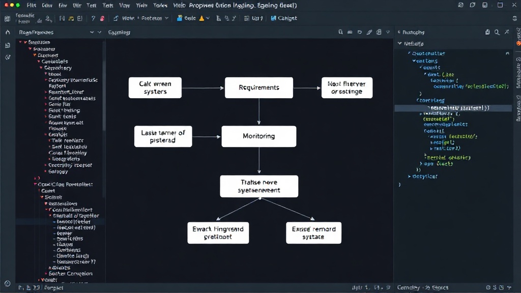 A flowchart illustrating the system design thinking process from requirements to monitoring
