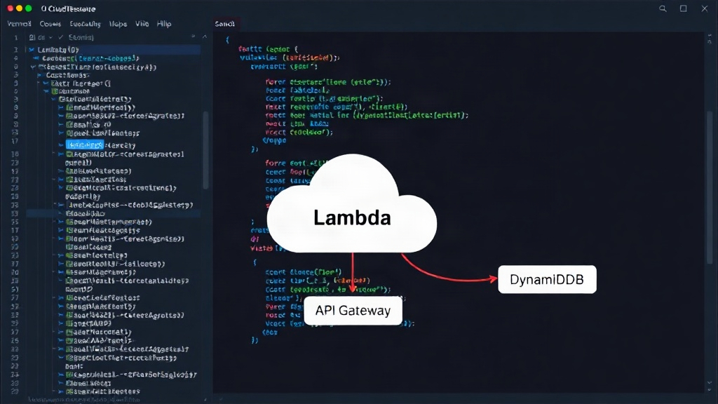 Diagram showing Lambda, DynamoDB, and API Gateway interaction for visitor count