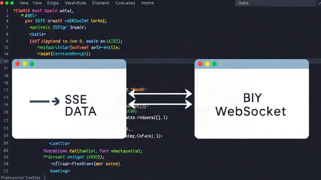 Diagram comparing unidirectional SSE data flow versus bidirectional WebSocket communication.