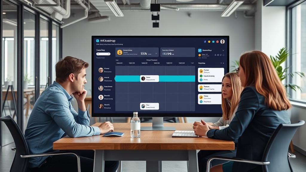 User interface mockup of Backdrop showing AI coworkers managing project timelines and tasks