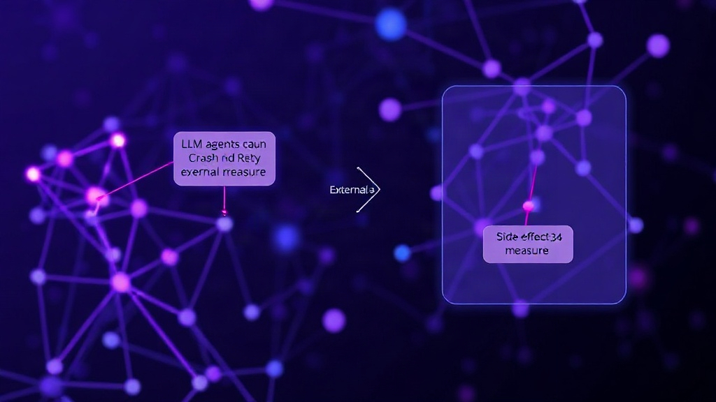 Diagram illustrating LLM agent workflow with external effects and potential crash points