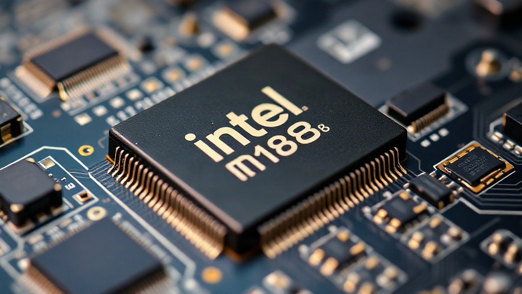 Intel 8088 microprocessor chip, showing its pin grid array.
