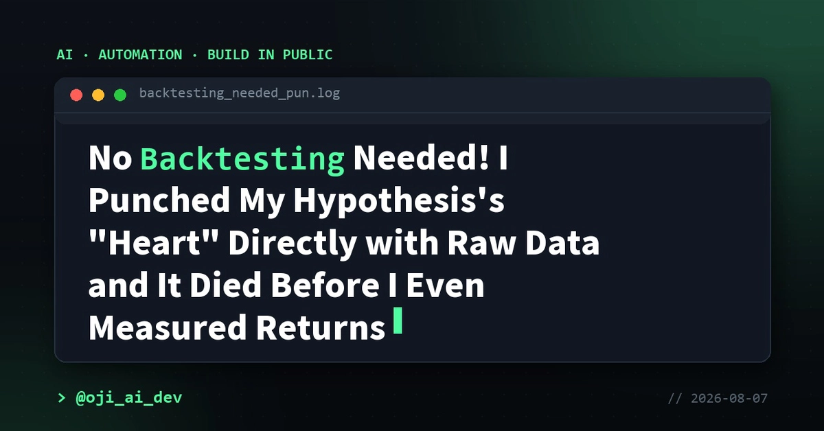 Developer Rejects Traditional Backtesting for AI Trading Hypothesis