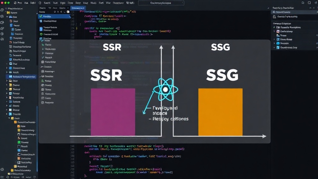Comparison chart illustrating SSR vs SSG performance and SEO benefits for React sites.