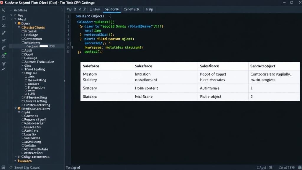 Table showing Salesforce standard objects and their supported CRUD operations in n8n