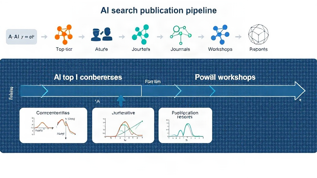 A diagram illustrating the AI research publication pipeline, contrasting top-tier conferences with alternative journals and workshops.