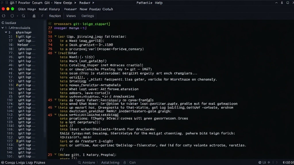 `git log --graph` output visualizing branch history and merges.