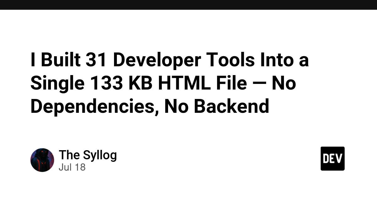 31 Dev Tools Packaged into 133KB HTML File