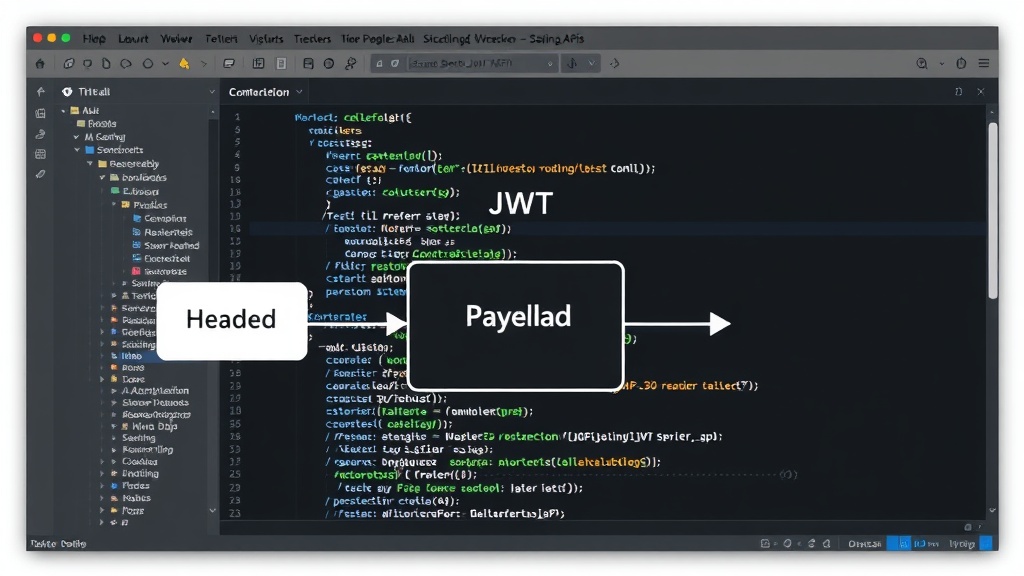 Diagram illustrating the JWT structure: Header, Payload, and Signature components.