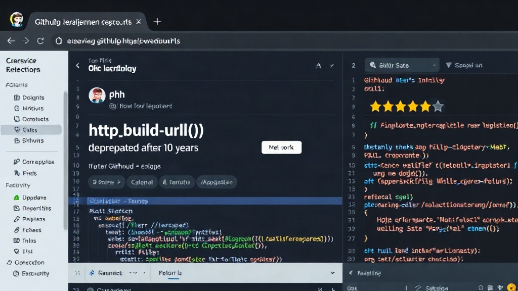 A GitHub repository page displaying the http_build_url() project with its star count and recent activity.