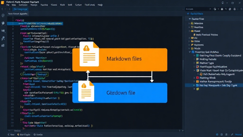 Diagram showing the three layers: Markdown files, Git, and the VS Code AI Agent.