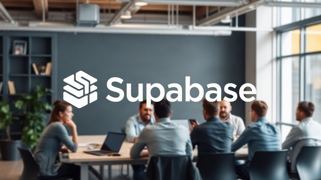 Supabase logo with a subtle background suggesting database architecture
