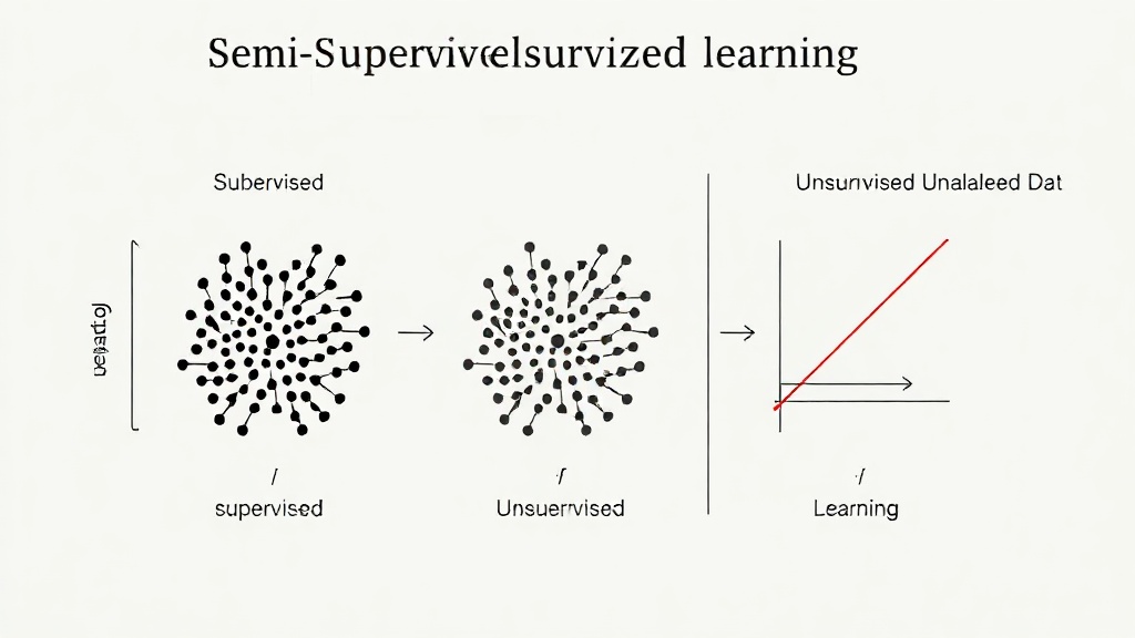 Diagram illustrating the data distribution in supervised, unsupervised, and semi-supervised learning.