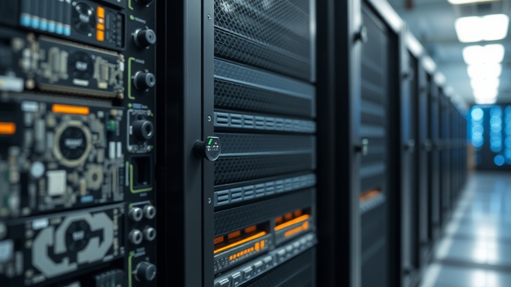 Server racks in a secure, modern on-premises data center environment.