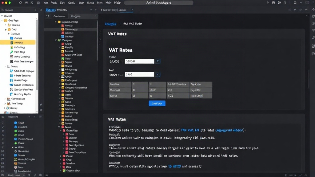 WHMCS admin dashboard showing VAT rate configuration section