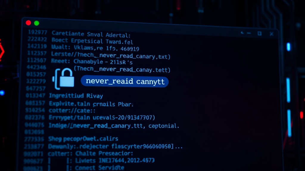 Researcher's terminal output showing the 'never_read_canary.txt' file and its unique marker