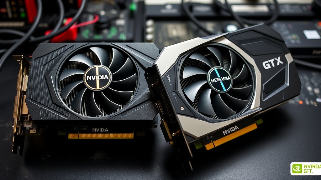 Two NVIDIA GeForce GTX 1080 graphics cards side-by-side on a test bench