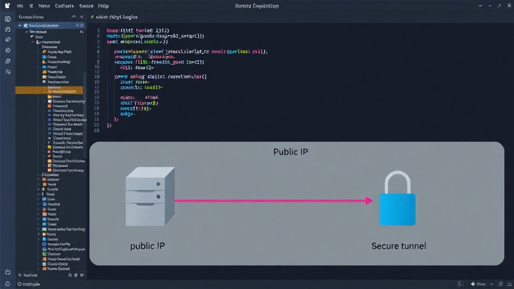 Diagram illustrating a server with a public IP vs. a server accessed via a secure tunnel.