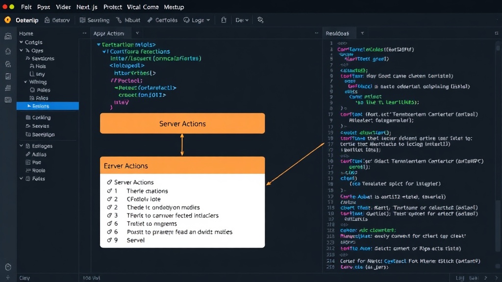 Next.js App Router structure showing integration points for Server Actions