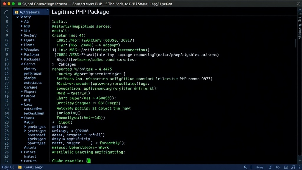 Terminal output showing the successful installation of a seemingly legitimate PHP package