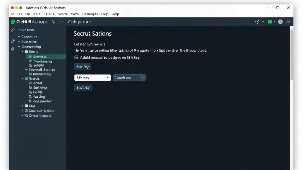 Screenshot of GitHub Actions secrets configuration page with SSH keys.