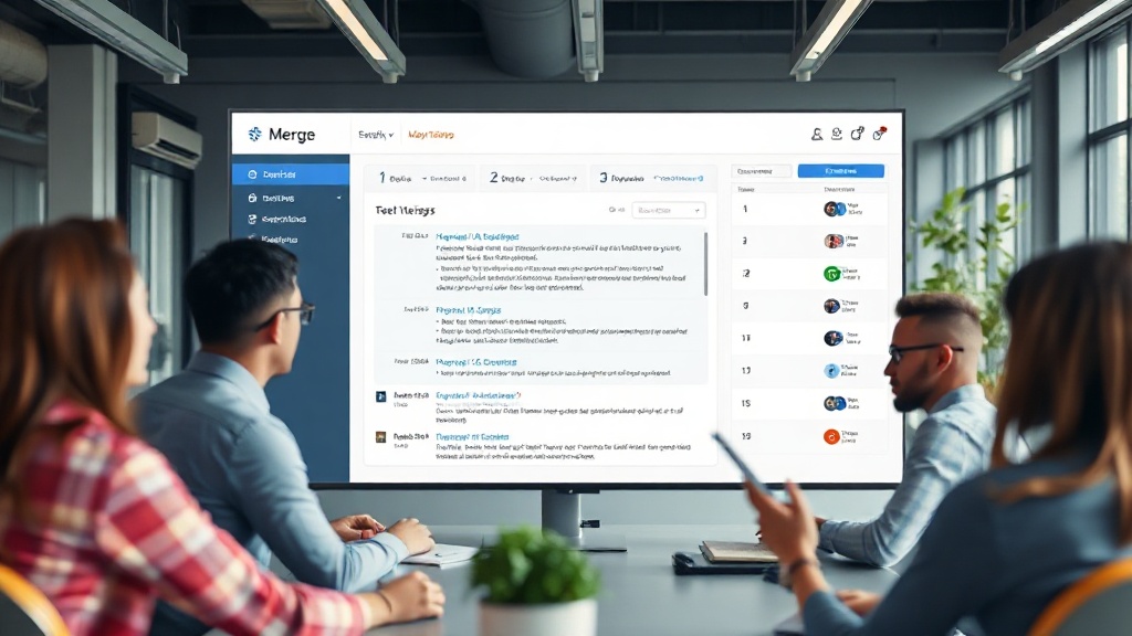 Merge dashboard showing AI-generated code review suggestions and severity levels