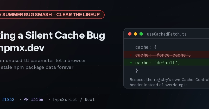 npmx.dev Fixes Silent Cache Bug Showing Stale Package Versions