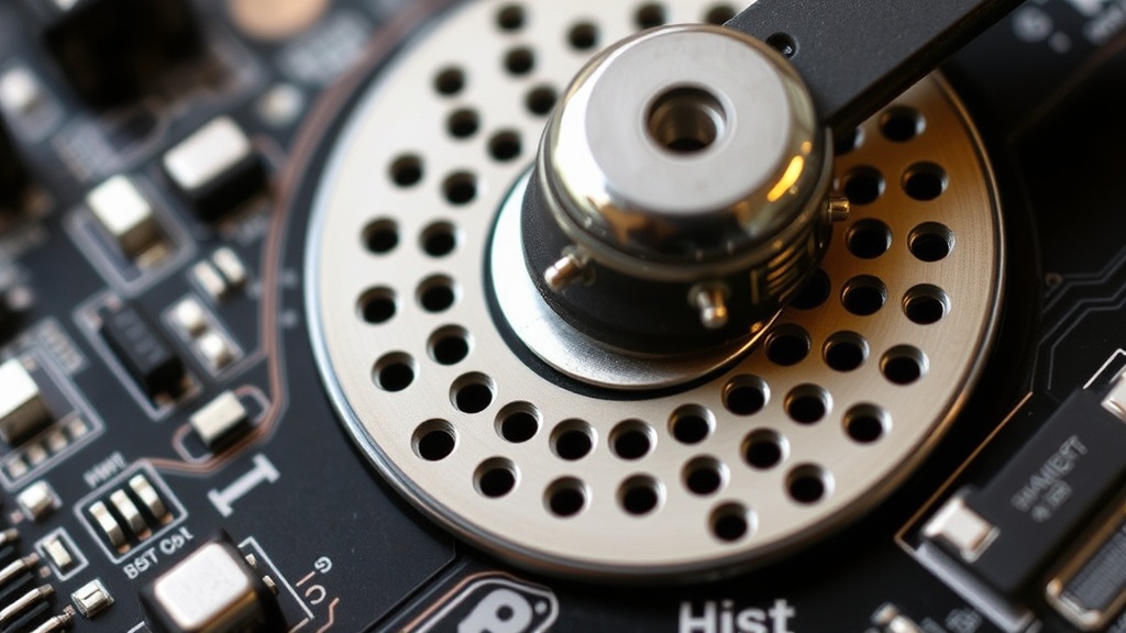 A close-up of the Scanwheel's spinning drum with precisely drilled holes.