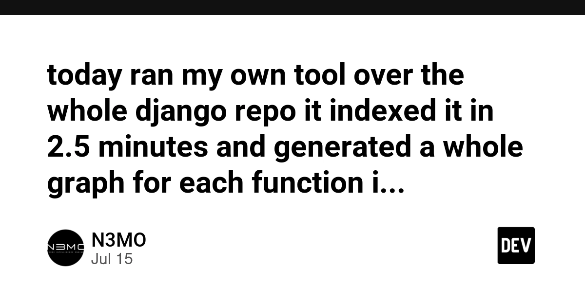 Developer Indexes Django Repo in 2.5 Minutes with Custom Tool