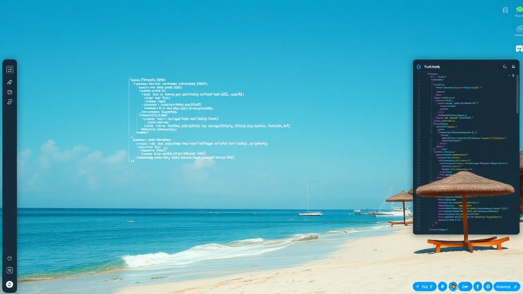 ForkMesh World's initial concept art depicting a beach setting.