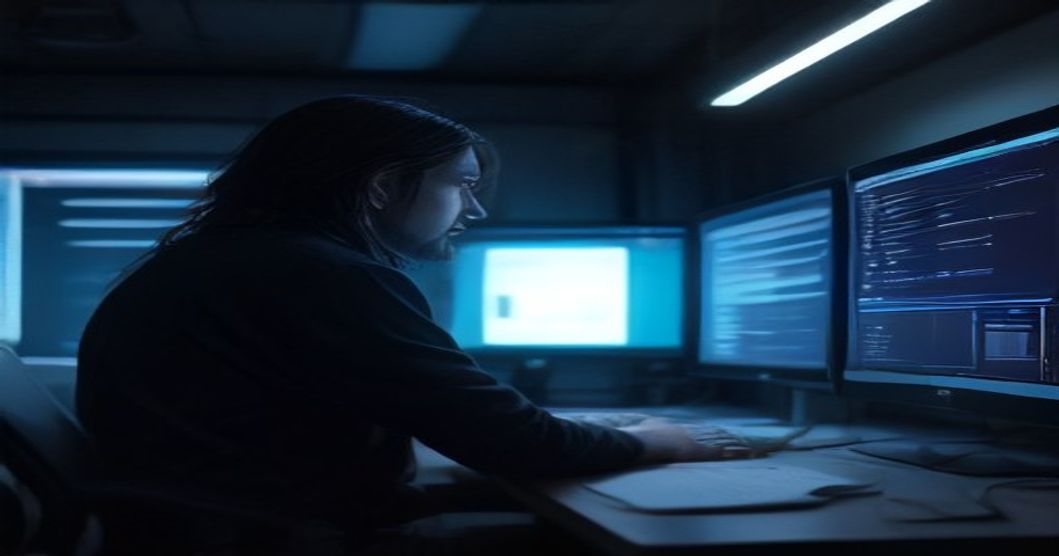 Developer interacting with a code generation AI interface on a monitor