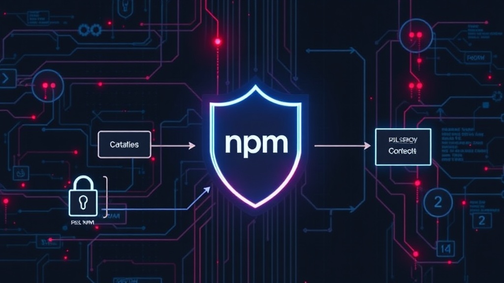 Diagram illustrating a software supply chain attack on an npm package
