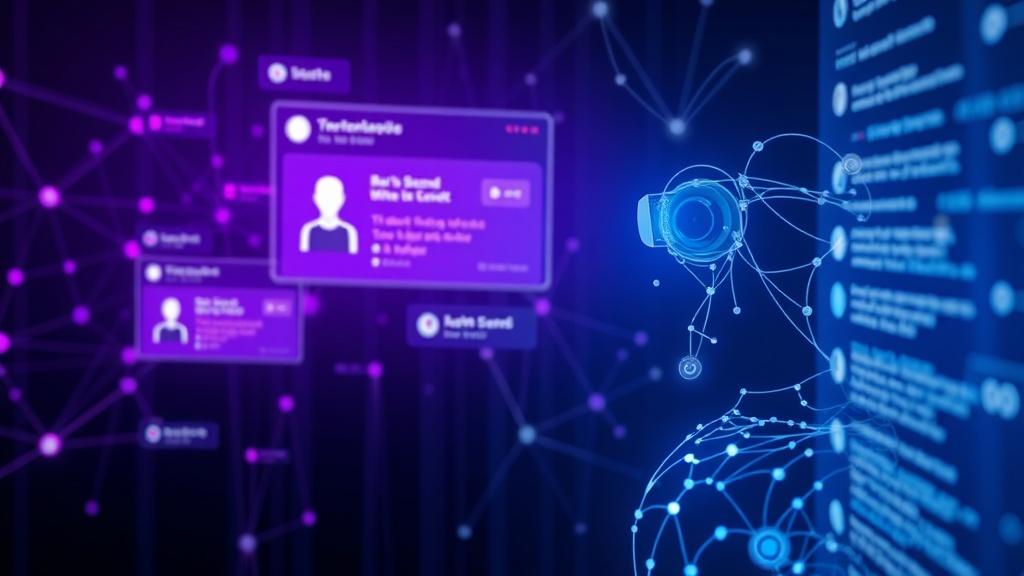 Conceptual visualization of a user interacting with a personalized AI bot within a digital feed