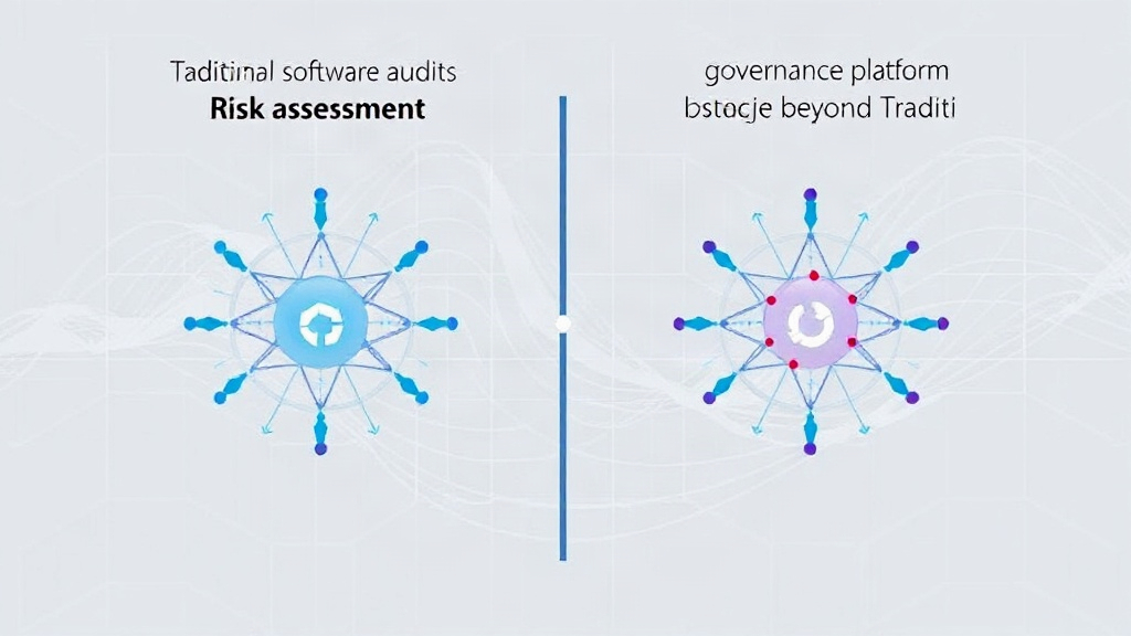 Diagram illustrating the difference between traditional software audits and AI-specific risk assessment methodologies.