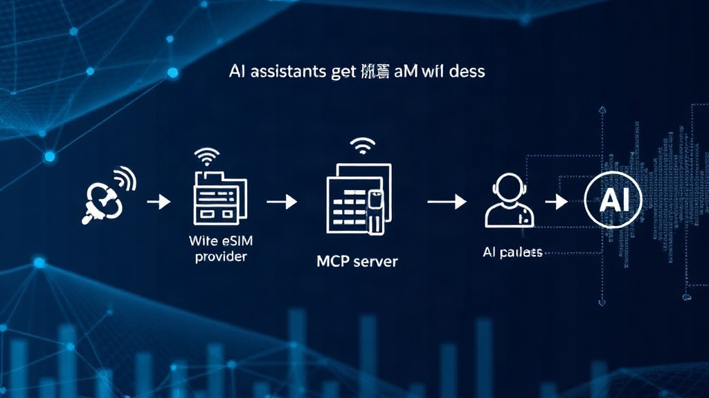 Diagram illustrating data flow from eSIM provider to MCP server and then to AI assistants