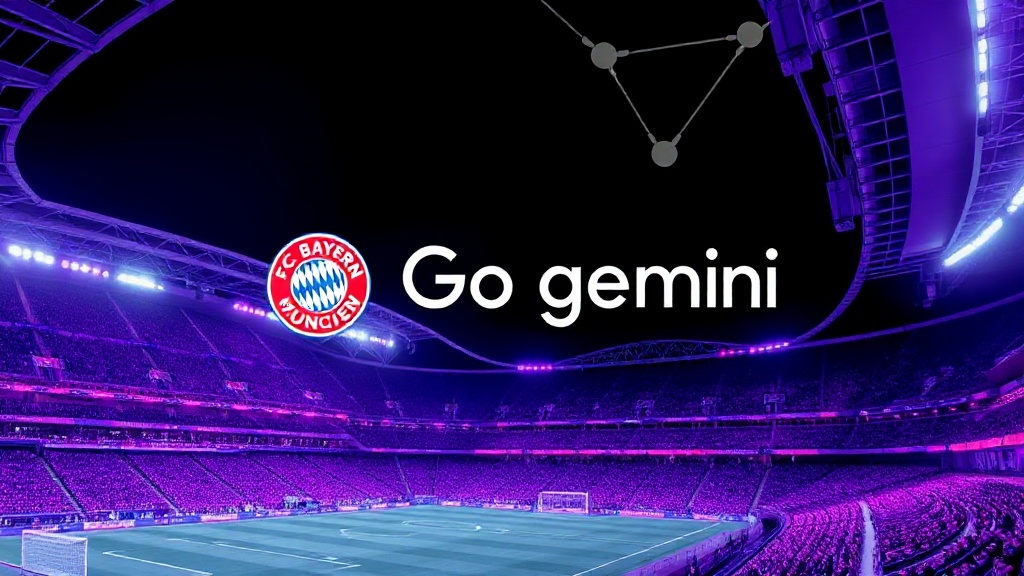 FC Bayern Munich stadium with Google Gemini branding elements