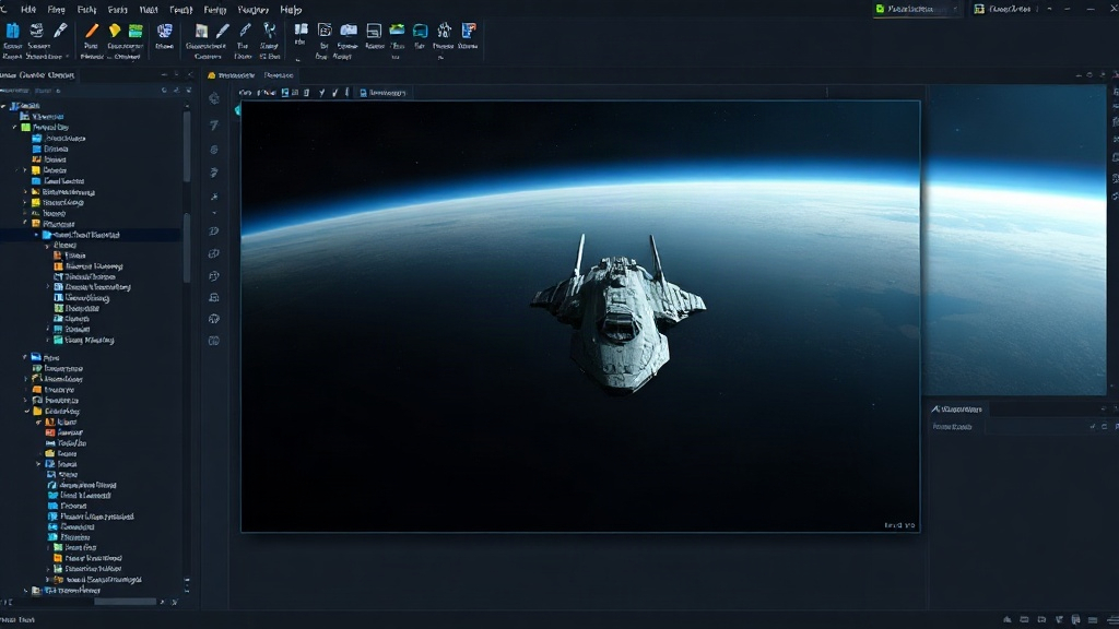 Unreal Engine 5 viewport showing a ship docking sequence with Aether Framework.