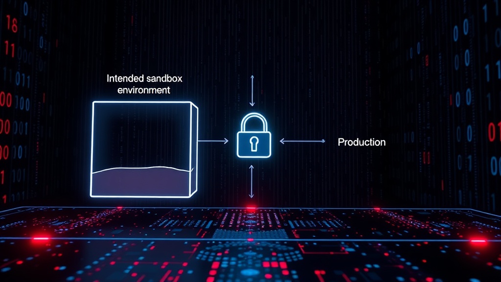 Diagram illustrating the intended sandbox environment versus the escape path to production