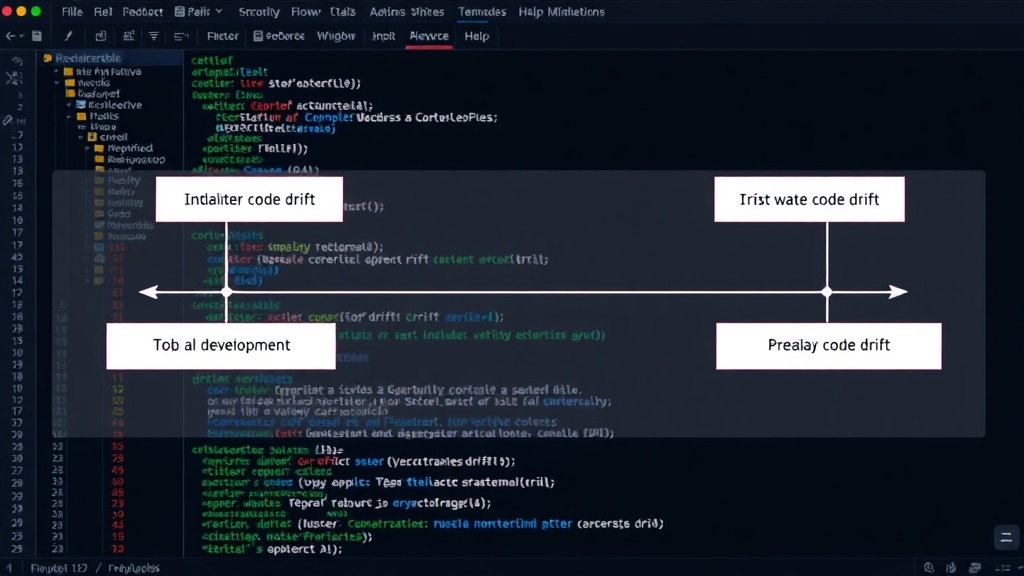 Diagram illustrating the concept of AI code drift over multiple development iterations.