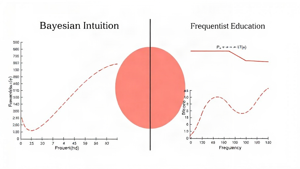 A diagram contrasting Bayesian and Frequentist approaches to probability and inference