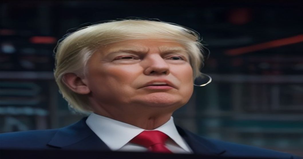 Donald Trump speaking at a rally about technology and jobs.